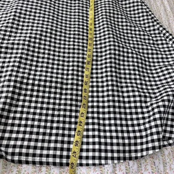 By Anthropologie One Shoulder Gingham Midi Dress Black White Cottagecore M - Picture 12 of 12